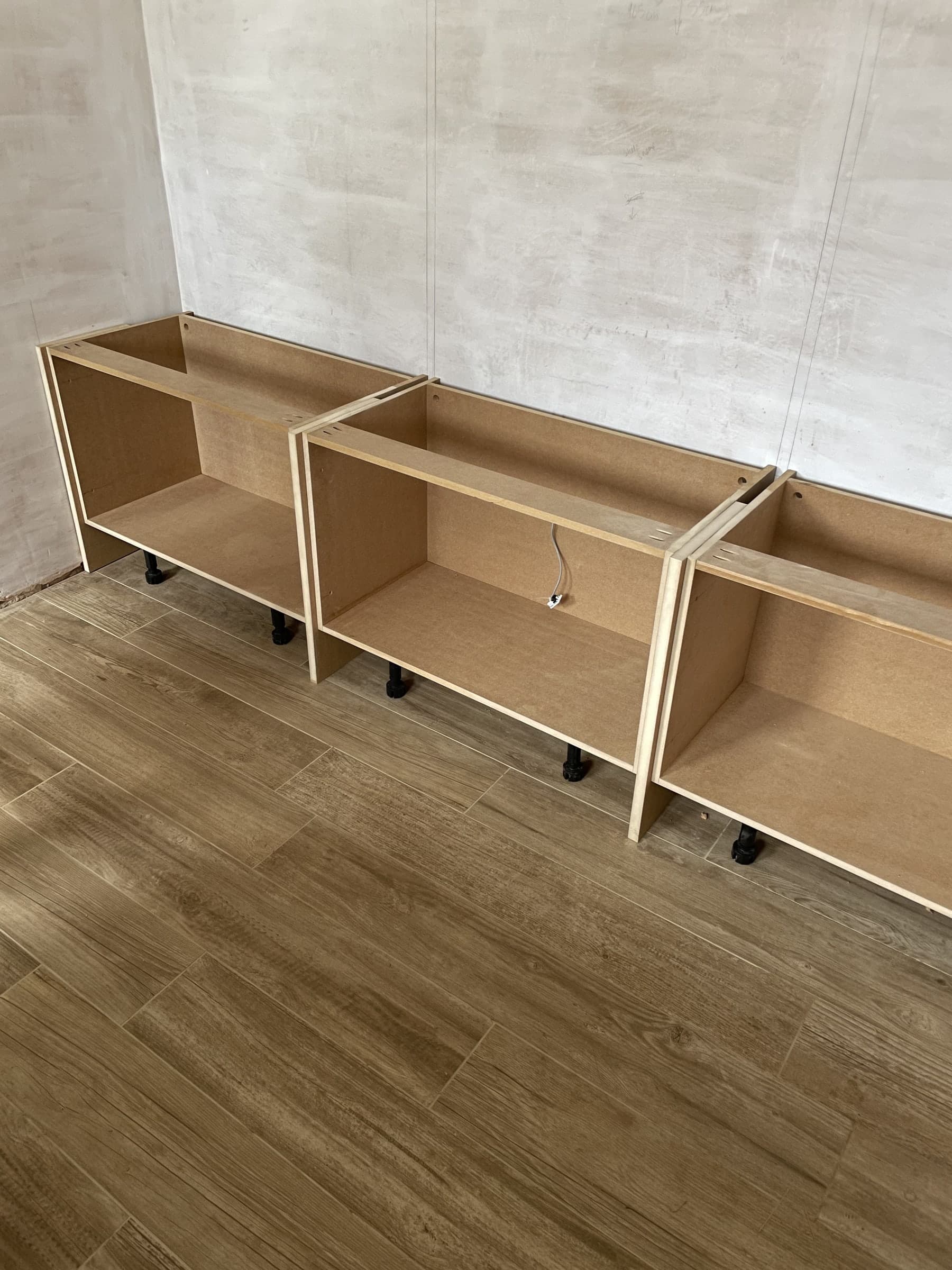 Fitted media unit joinery progress photo 1