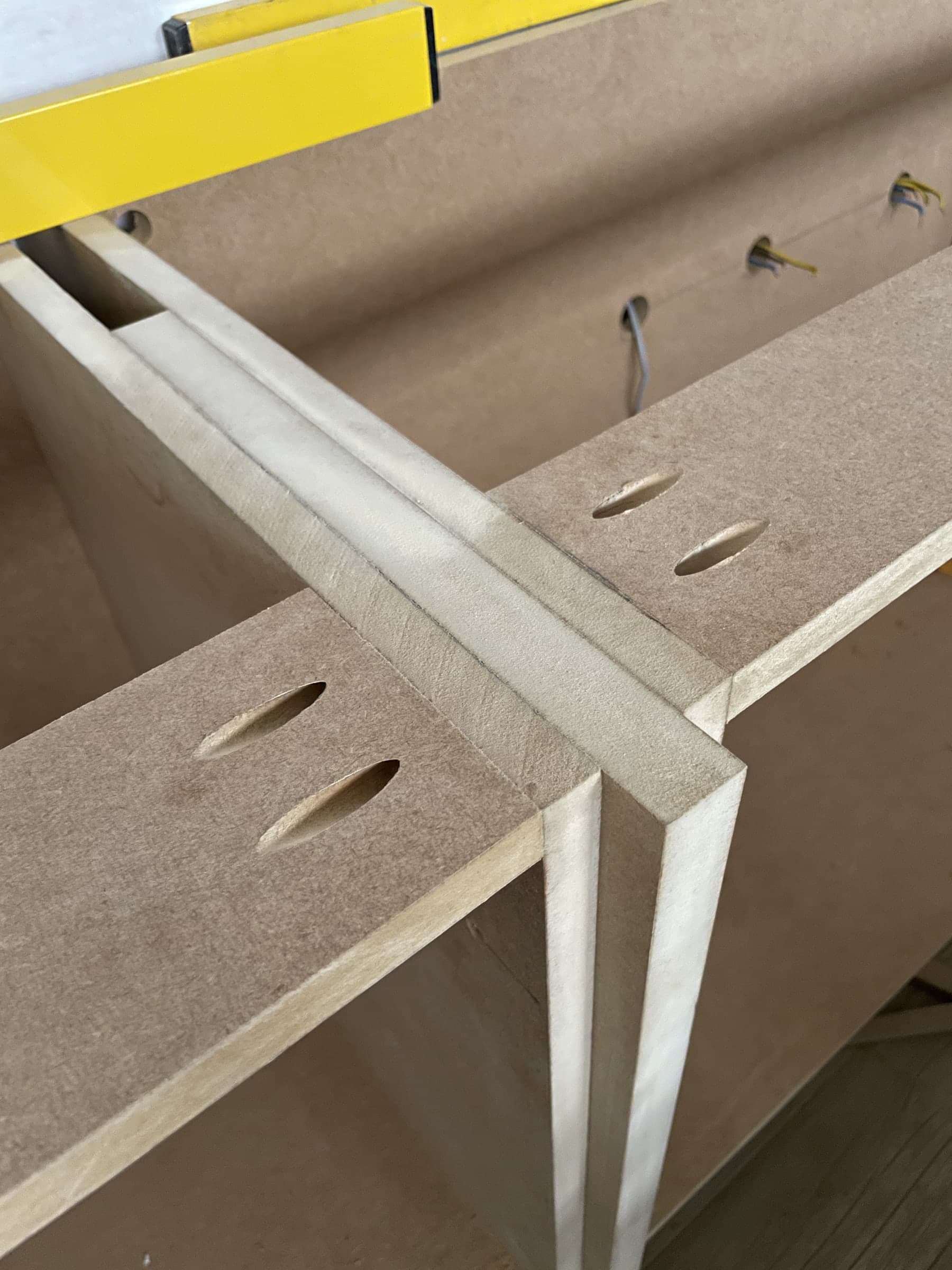 Fitted media unit joinery progress photo 2